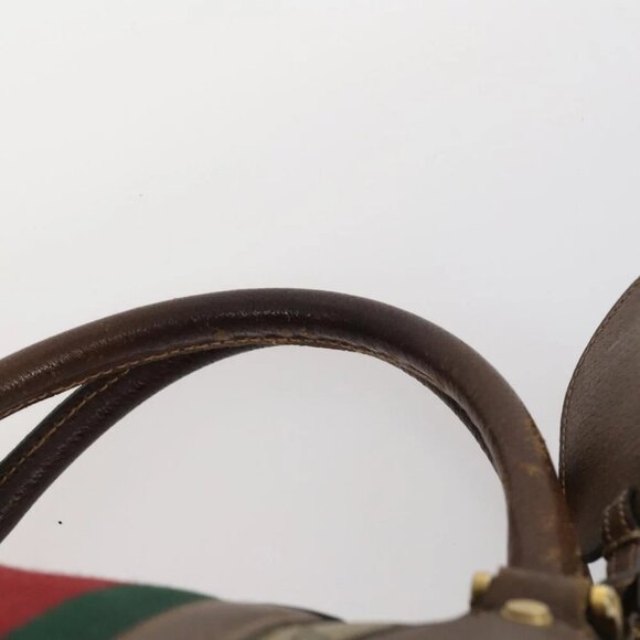 GUCCI GG Supreme Web Sherry Line Boston Bag PVC Beige Gold - Picture 14 of 16